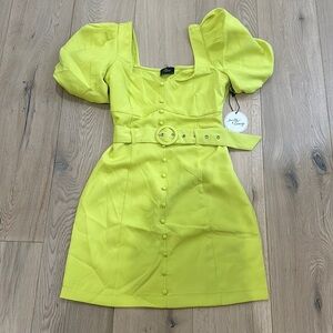 Lime Green Milk & Honey Puff Sleeve Dress! NWT! Perfect Condition!💚💛